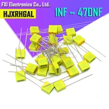 100 шт. коррекции конденсатор с алюминиевой крышкой, 1nF~ 470nF 5 мм 100nf 10nf 47nf 22nf 1nf 0,47 мкФ 0,1 мкФ полипропиленовая защитная пленка Пластик пленочный конденсатор