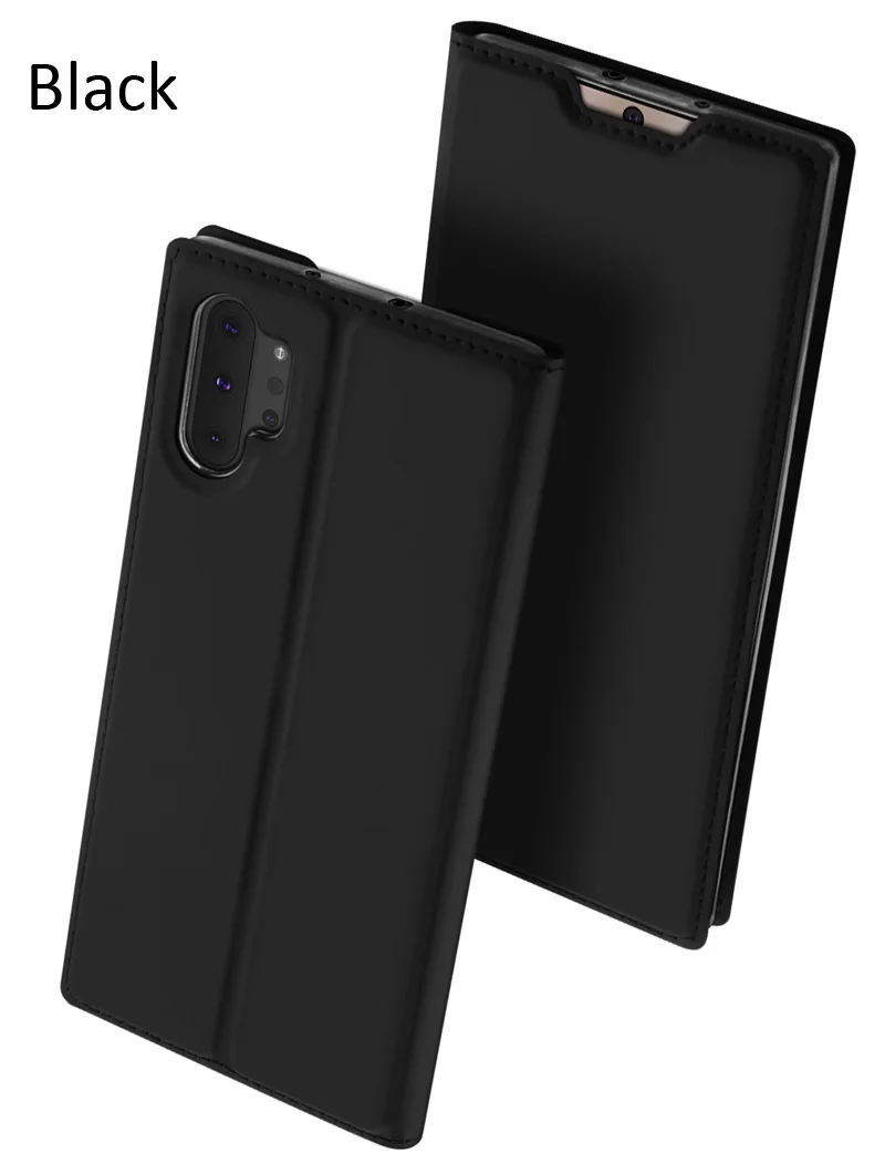 DUX DUCIS чехол для samsung Galaxy Note 10 Plus Книга Флип кожаный кошелек с застежкой Чехол - Цвет: Black