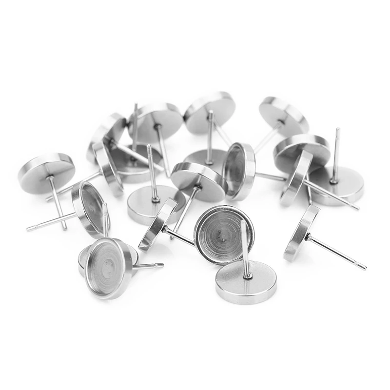 

20Pcs/SET Stainless Steel Earring Settings Cabochon Base Fashion Personality Diy Jewelry Earrings Making Findings Diy Jewelry