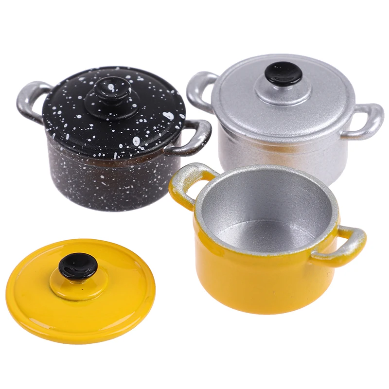 

1/12 Dollhouse Miniature Accessories Mini Metal Soup Pot Simulation Furniture Kitchenware Model Toys for Doll House Decoration