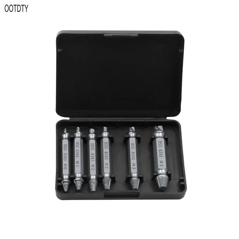 

OOTDTY 6pcs/set HSS Screw Extractor Drill Bit Broken Damaged Bolt Remover Removal Easy Out