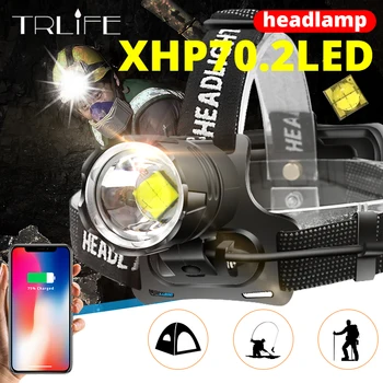 

7000 Lumens XHP-70.2 led Headlamp Fishing Camping headlight High Power lantern Head Lamp Zoomable USB Torches Flashlight 18650
