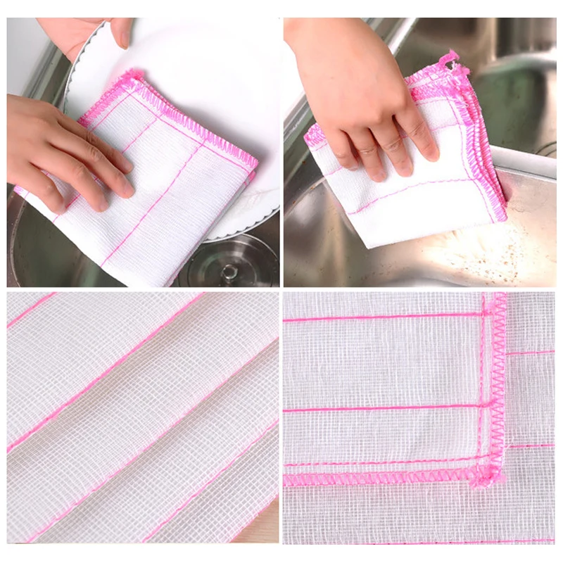 Dish Cloth Household Cleaning Towel Cotton Wash Cloths Kitchen