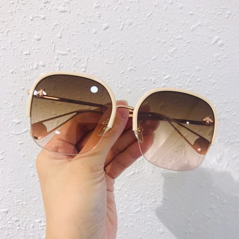 Ретро Квадратные Солнцезащитные очки Украшенные пчелами женские брендовые дизайнерские винтажные негабаритные градиентные солнцезащитные очки с оригинальной коробкой