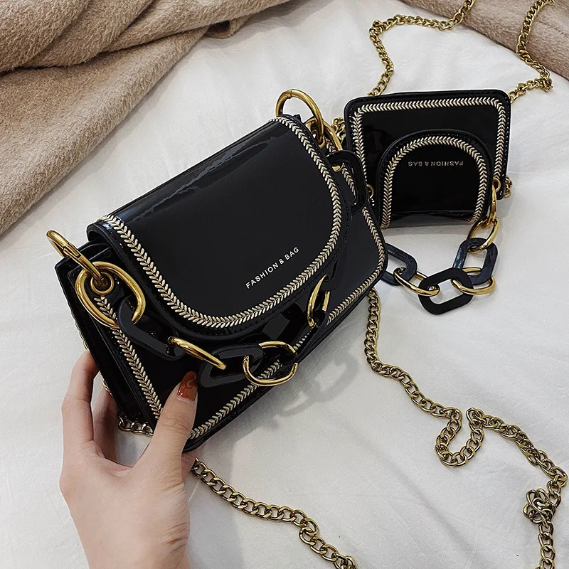 

Patent Leather Bag Women's 2020 New Style Fashion Korean-style Versatile Shoulder Bag INS Shoulder Bag Small Fashion Small Squar
