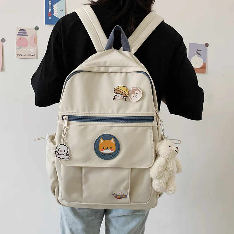 College Book Lady Badge Backpack Kawaii Fashion Girl School Bag Trendy Women Cute Backpack Nylon Female Harajuku Bag Student New stylish backpacks for travel
