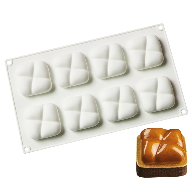 8 отверстий каменные квадратные формы трюфель шоколадные силиконовые формы для инструменты для украшения выпечки, торта десертный ледяной пудинг - Цвет: 1 PCS Silicone Mold