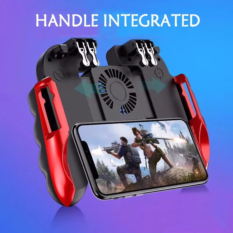  H9 Six Fingers SR Cooling Fan Gamepad Controller Cooler for iPhone Android for PUBG Games Buil-in B