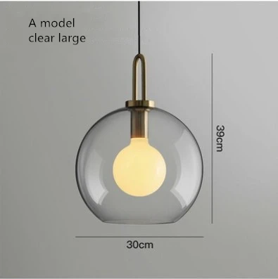 Простой подвесной светильник в скандинавском стиле с стеклянным шаром, Современный дизайнерский подвесной светильник для спальни и ресторана - Цвет корпуса: A large clear