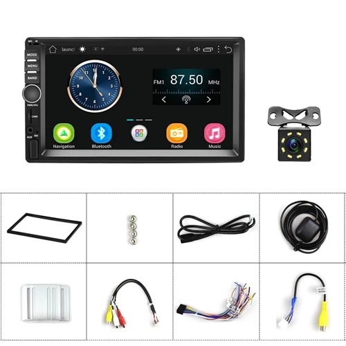 With 8 IR Camera Podofo Автомагнитола 2 Din Android GPS Wifi Bluetooth USB аудио Навигация стерео " Универсальный Автомобильный плеер Поддержка камеры резервного копирования - Цвет: With 8 IR Camera