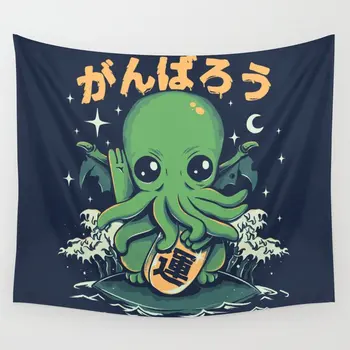 

Good Luck Cthulhu Tapestry Wall Hanging Room Bedspread Beach Mat Tapestries Psychedelic Home Decoration Accessories