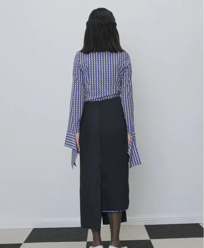 Longqibao Women's New Fashion Asymmetric Zipper Stitching English Cloth Edge Worsted Wool Skirt Winter Clothes Women Streetwear