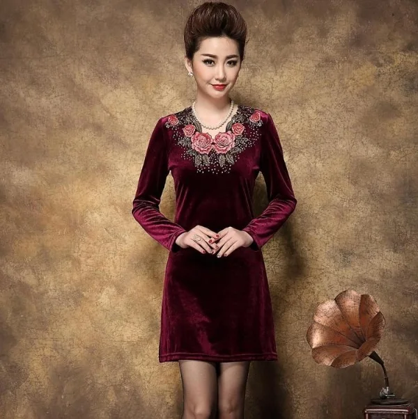 Этнические vestido de festa 2019 Женское зимнее платье с принтом Vetement Femme плюс размер