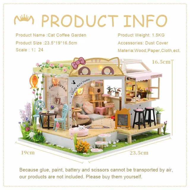 CUTEBEE DIY Dollhouse Kit Wooden Doll Houses Miniature Furniture Kit Casa With Dust Cover Led Toys for Children Birthday Gift 3