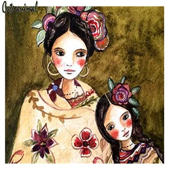 

DIY Diamond Embroidery Mom and daughter 5D Diamond Painting Full Square Round Mosaic Diamond Art Needlework Crafts Decor Home