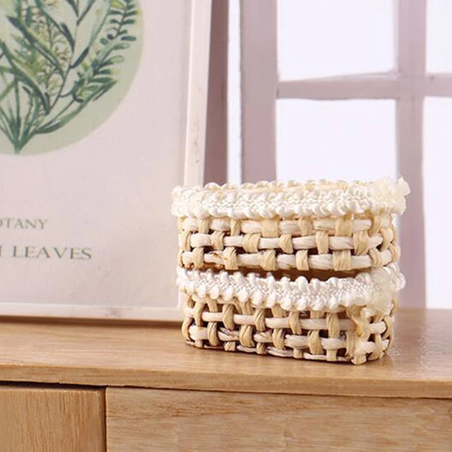 Mini 1/12 Cute Dollhouse Rattan Frame Hand-woven Vegetable Food Basket Dolls Miniature Decoration 4