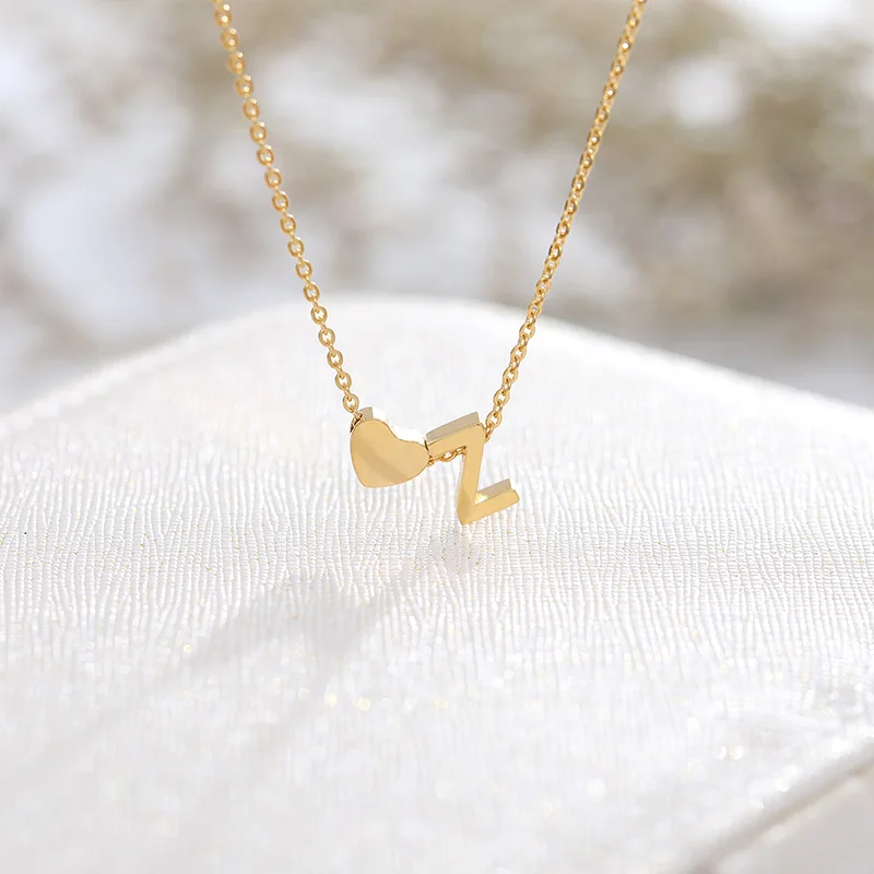 Heart Letter Necklaces For Women Fashion Tiny Heart Initial Heart Pendant Necklace Stainless Steel Gold Choker Bff Jewelry Gift Heart Letter Necklaces For Women Fashion Tiny Heart Initial Heart Pendant Necklace Stainless Steel Gold Choker Bff Jewelry Gift