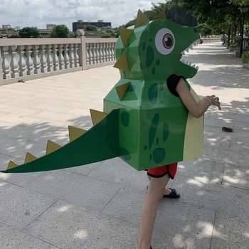 

DIY Paper Material Arts Cartoon Animal Costumes Kids Dinosaur Giraffe Cartoon Costume Children Stage Show Halloween Costume h