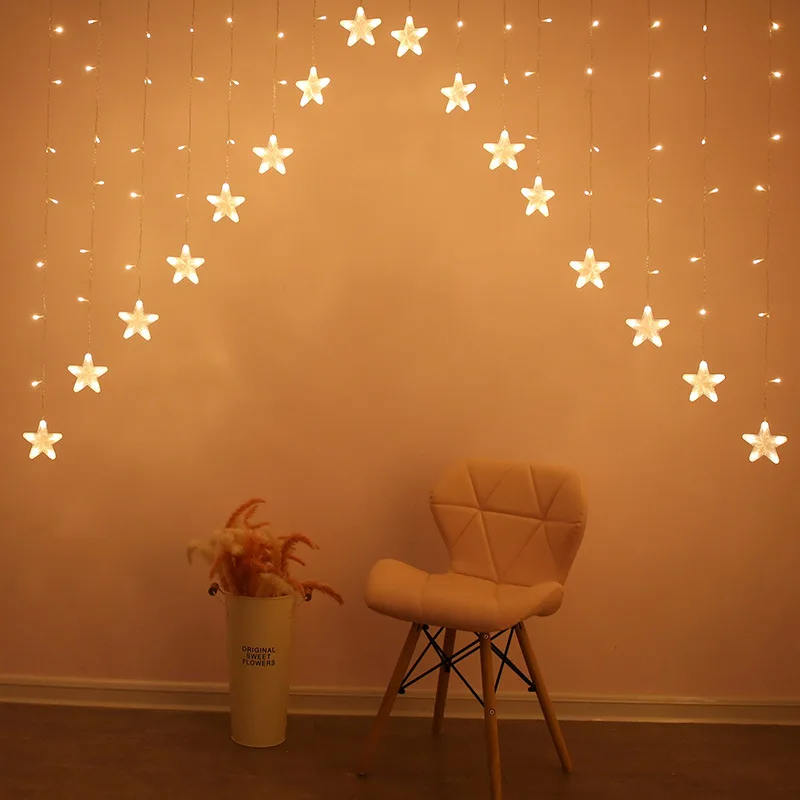

Christmas Decoration For Home Inverted V Curtain Lamp Star Lamp lights illumination String Led Curtain Ice Bar Lamp
