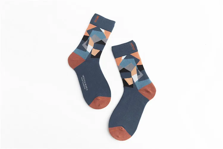 Мужские носки в стиле унисекс с масляными рисунками, 100 хлопок, Harajuku, цветные мужские носки, стандартные, 1 пара, Размеры 35-43 - Цвет: 8125-2