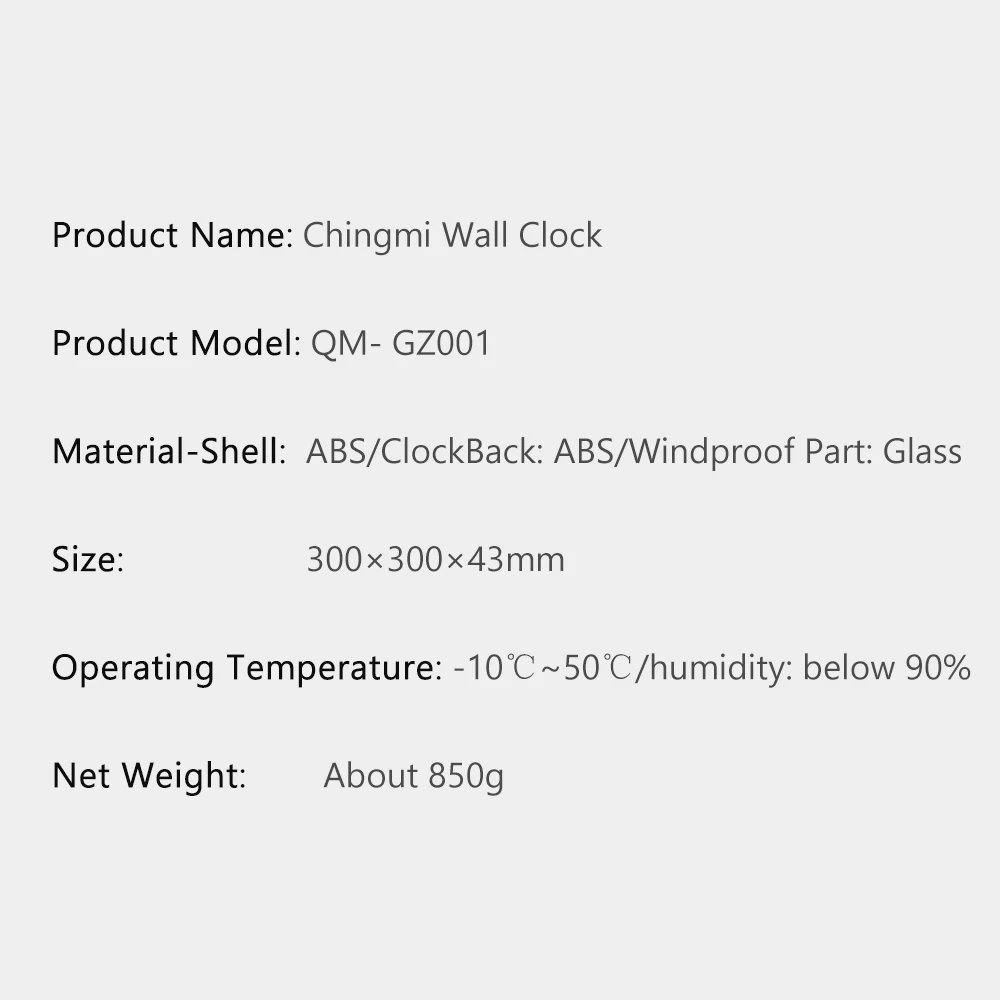 Chingmi QM-GZ001 Wall Clock Ultra-quiet Ultra-precise Famous Designer Design Simple Style Free Life Home Accessories