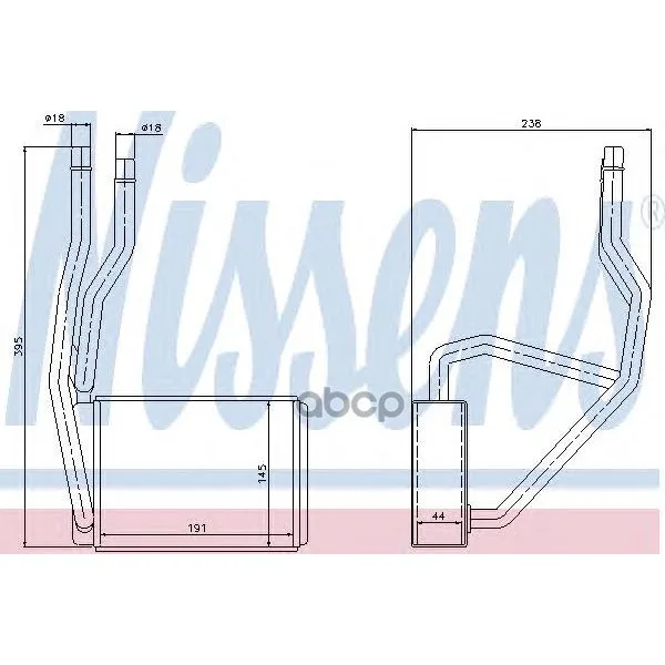 Радиатор Отопителя Ford Fiesta/Fusion 1.25-1.6/1.4d/1.6d 01- Nissens 71765 Nissens арт. 71765