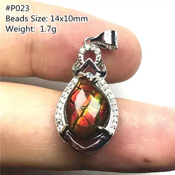 

Top Natural Red Ammonite Ammolite Pendant Jewelry For Woman Man Crystal Water Drop Beads Gemstone Silver Necklace Pendant AAAAA