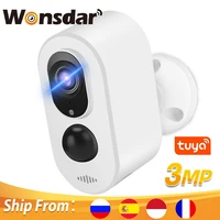 Tuya Smart Camera 4G Sim-kaart Ip Camera 3MP Draadloze Wifi Security Camera Ingebouwde Batterij Thuis Camera pir Alarm Smart Leven App
