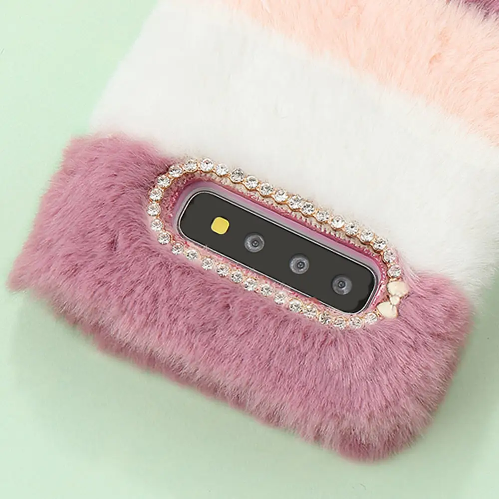 Pepmune Luxury Flip Fluffy Fur Case For Samsung S10 Plus Note 10 5G Note9 Glitter Wallet Leather Cover For Galaxy S8 S9 S7 edge