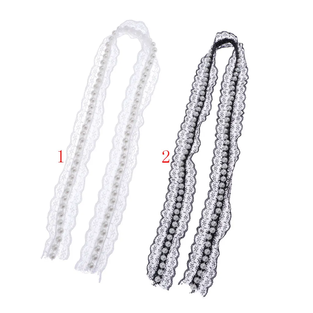 White Pearl Embroidered Lace Trim Ribbon for Dress Skirt Sewing Crafts Decor