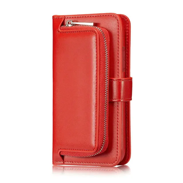 Многофункциональный кожаный бумажник 2 в 1 для iPhone 11 Pro Max Роскошный чехол 360 Защита для iPhone 11 Pro iPhone11 Coque - Цвет: Red case