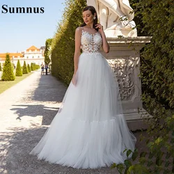 Sumnus Princess ivory Wedding Dress 3D Flower Spaghetti Straps Tiered Wedding Gowns Bridal Party Dress Custom Made