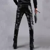 Idopy Men`s Pleather Pants Punk Style Skinny Lace Up Party Stage Performance Night Club Steampunk Faux PU Leather Trousers ► Photo 3/6