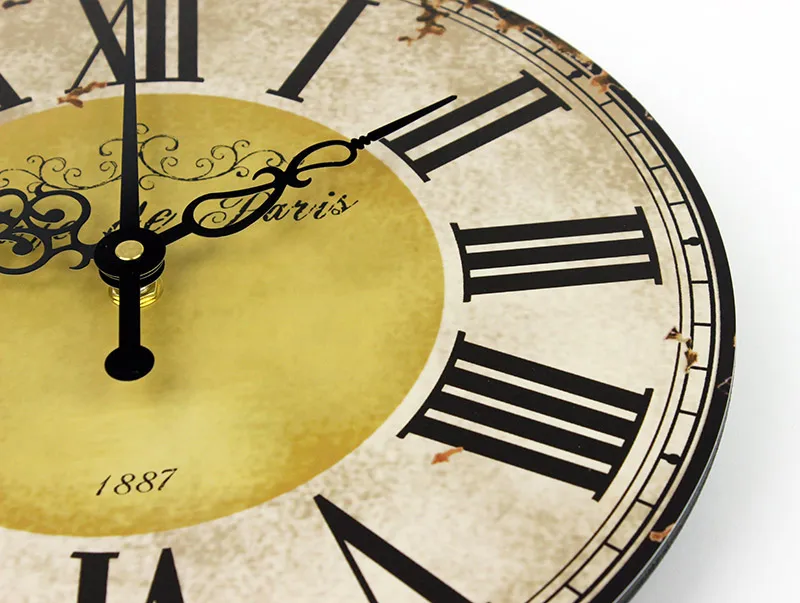 HQ Antique Simple Design Big Round Wall Clock Watch Silent Home Cafe Office Bar Kitchen Wall Large Decorative vintage Wall Clock