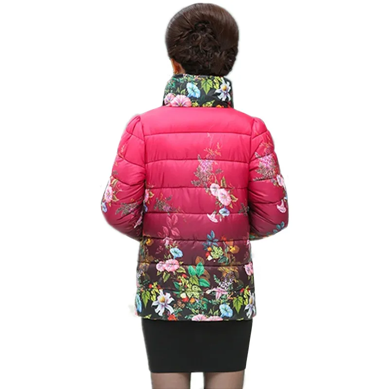 UHYTGF Ultra-light Plus Size Thin Down Jacket Women Autumn Winter Slim Short Printed Warm Down cotton Coat Women's Outerwear 551