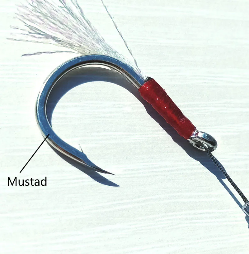 2 пары крючки mustad 3/0 5/0 7/0 стальная линия, вялая блесна крюк и головной повязкой с пером помочь двойные крючки морской INCHIKU Вибрационный крючок
