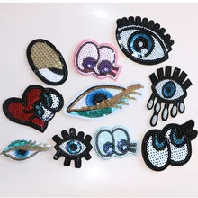 1 шт. различные милые глаза мультфильм блесток значок вышитые железные нашивки для одежды DIY полосатая одежда Лоскутные значки на заказ