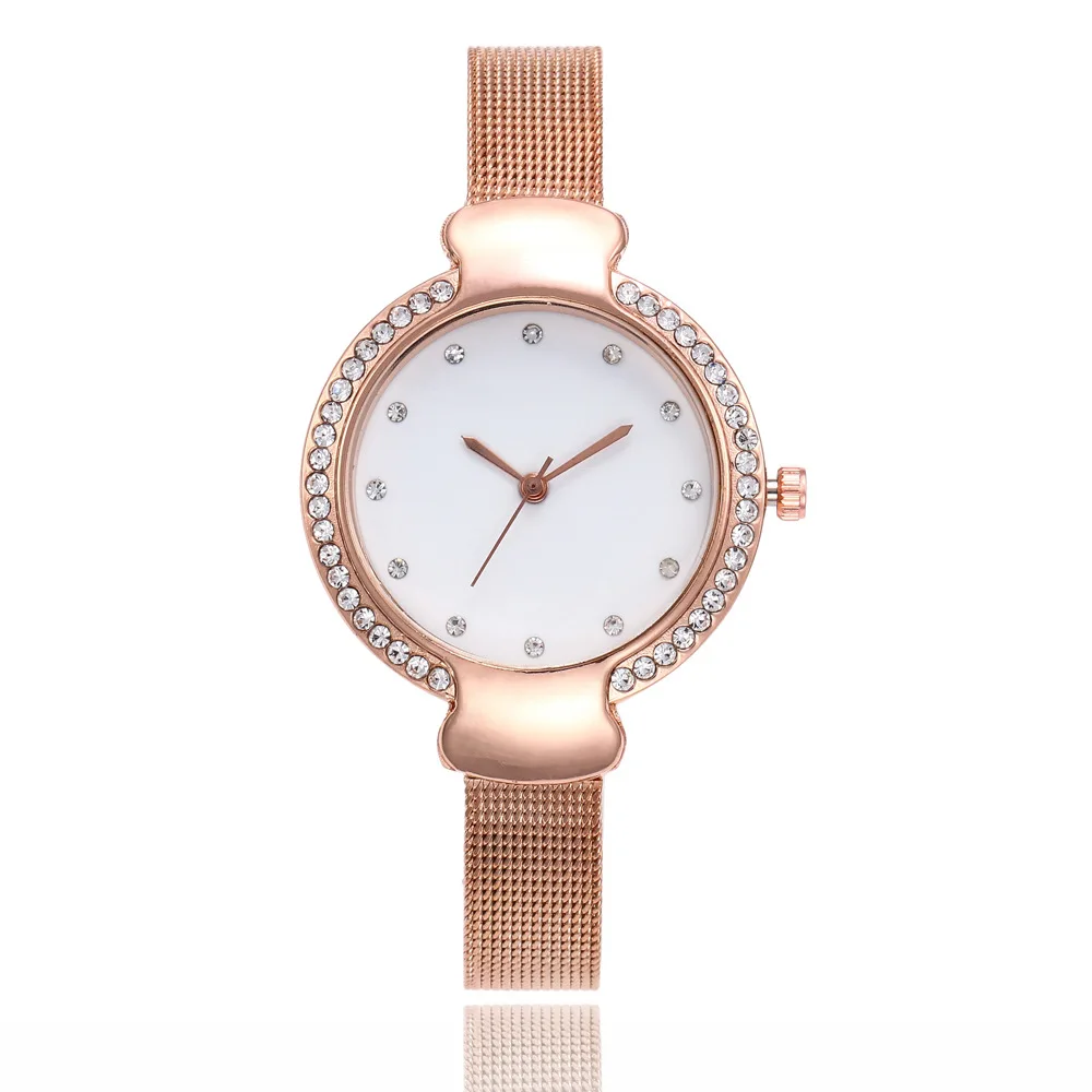 

Hot Selling Non-Logo Fine Mesh Belt WOMEN'S Watch Simple Fashion Diamond Set Shiny Quartz WOMEN'S Fashion Watch
