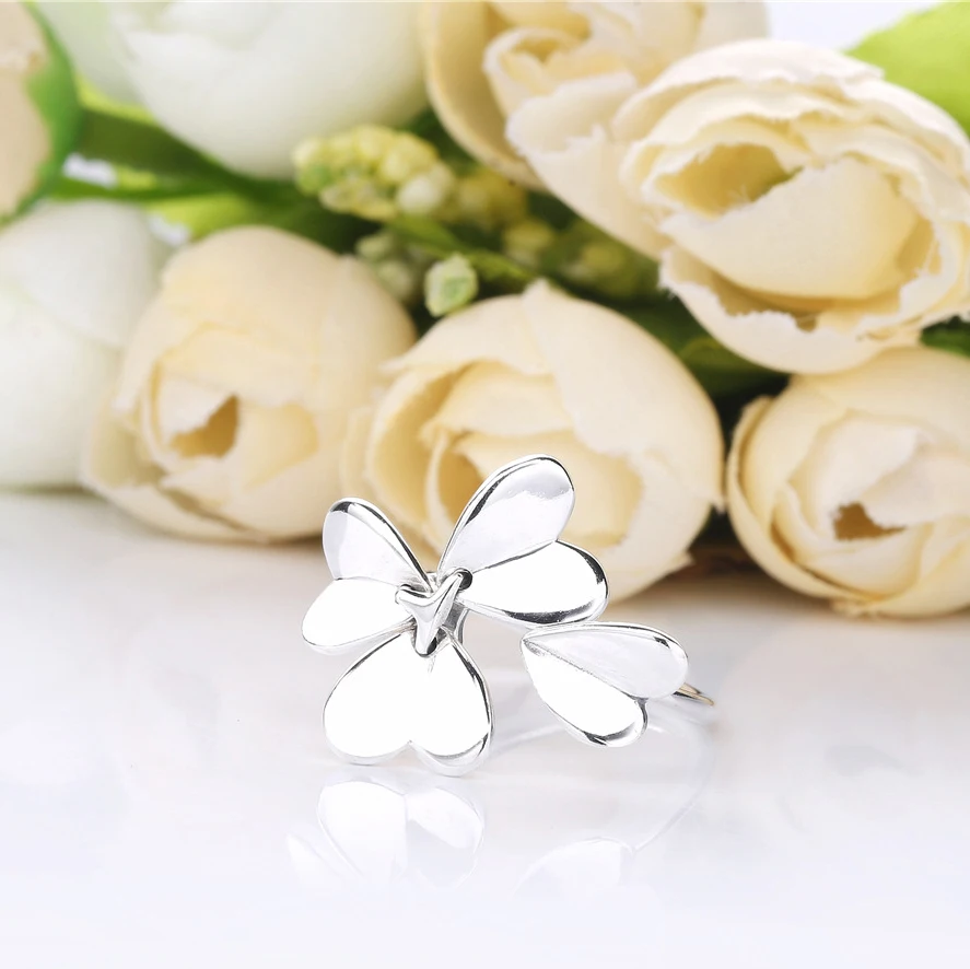 Посеребренное кольцо Lucky Clover, простое Брендовое обручальное кольцо для женщин, ювелирные изделия для помолвки, Прямая поставка