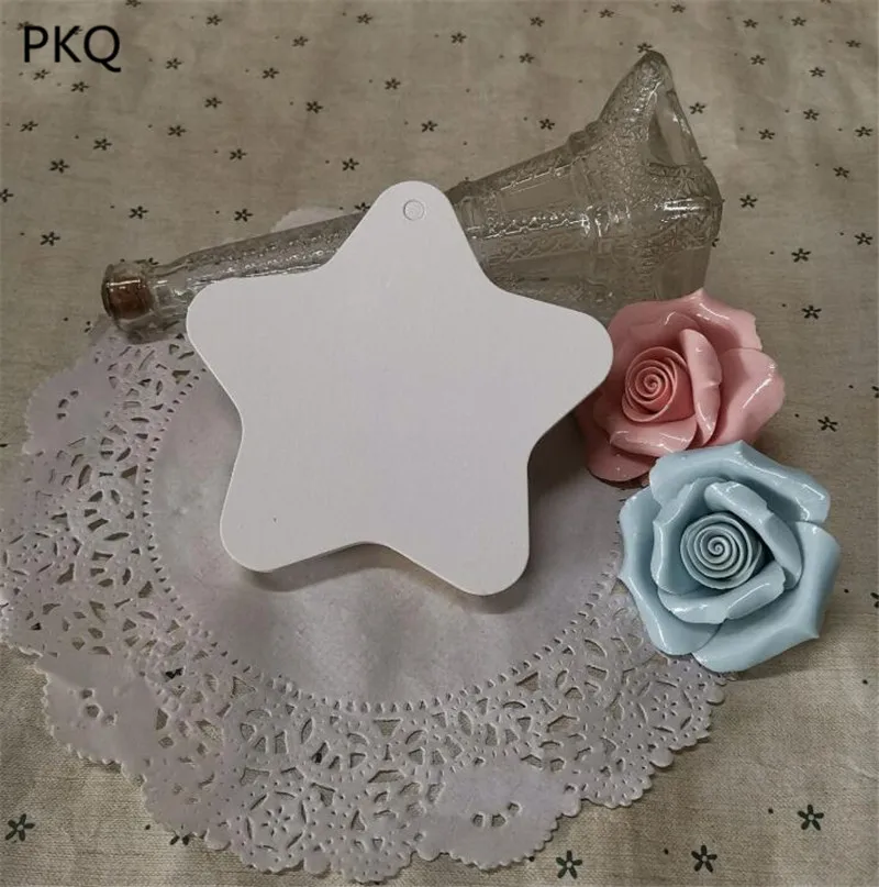 10x10cm white 40 шт./лот крафт Бумага тег пятиконечная звезда декоративные повесить Пустые бирки ценовой ярлык Свадебные сувениры подарок теги 10x10 см - Цвет: 10x10cm white