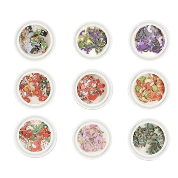 

Mixed 9 Shapes Halloween Christmas Nail Art Decorations Slice Nail Foil Decals Fake Nails Accessoires