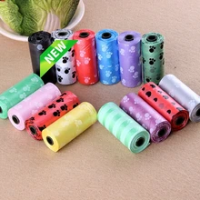 15 шт. в рулоне биоразлагаемые, для домашних животных, собак отходов Корма сумка с принтом собачка мешок для кошек и собак Цвет случайный новая распродажа