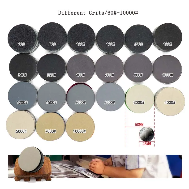 100 sheets 2 Inch 50MM Waterproof Sandpaper Hook and Loop Silicon Carbide 60 to 10000 Grits For Car polishing Wet or Dry Sanding sanding discs,sandpaper set,polish sand paper