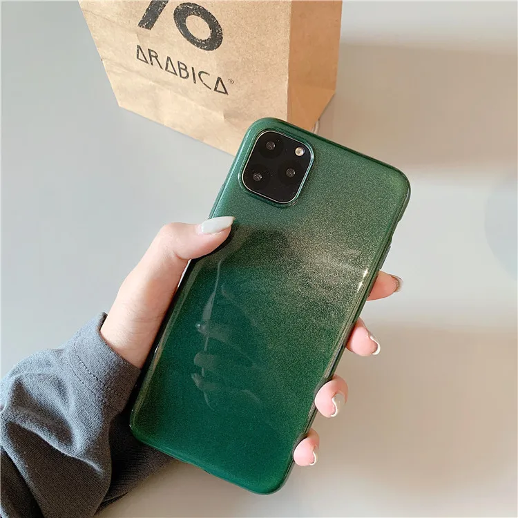 Retro simple Glitter Jade Emerald green Phone case For iPhone 11 Pro XS Max Case Silicone cover 7 6s 8 Plus X XR | Мобильные