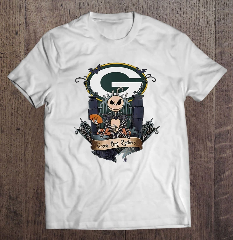 Green Bay Packer Jack уличная Harajuku 100% хлопковая Мужская футболка Skellington футболки