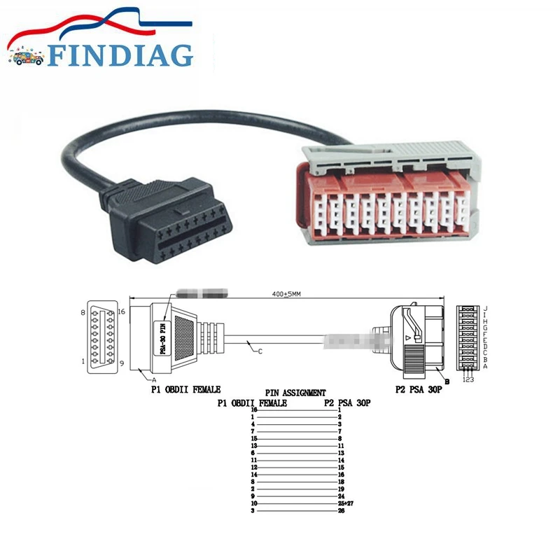 OBD2 Интерфейс PSA 30 Pin для Lexia3 Citroen Peugeot разъем адаптера кабель 16PIN | Автомобили и