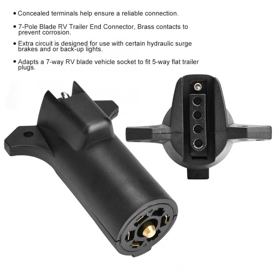 12V 7 Way Pin RV Blade To 5 Way Flat Trailer Wiring Adapter US Standard  Trailer Light Plug Connector car port Adapters Sockets|Cables, Adapters &  Sockets| - AliExpress