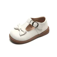 

Girls' Single Shoes Lovely Bow Princess Shoes Summer New Fashion Soft Soled Velcro Small Leather Shoes Performance Shoes
