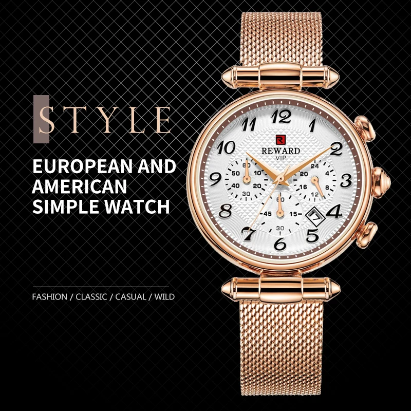 

Women Luxury Dress Watch Fashion Rose Gold Mesh Band Ladies Watches Stainless Steel Female Elegant Clock Zegarek Damski