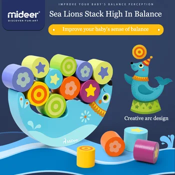 

MiDeer Kids Sea Lions Stack High In Balance Children's Shapes Stack High Wooden Balance Building Blocks Early Education Toys